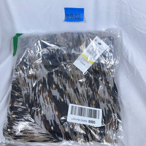 MSK Womens Wide Leg Smocked Jumpsuit Short Sleeve Pinstripe Brown Size Medium - Picture 5 of 5